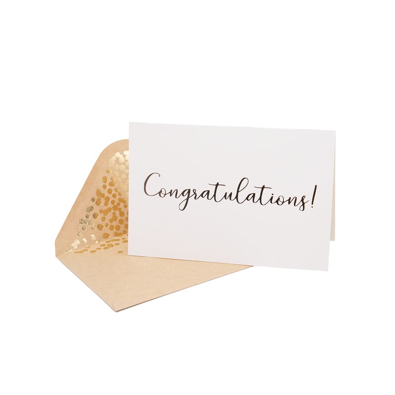 Partay Shenanigans 50 Pack Congratulations Card â€“ Elegant Greeting Cards With â€˜â€™Congratulationsâ€™â€™ Embossed In Gold Foil Letters â€“ For Engagement, Graduation, Wedding - 52 Kraft Envelopes Included - 4" x 6" - White - Image 3